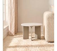 Ohs Ribbed Square Leg Side End Table Engineered Wood Home Décor - Travertine