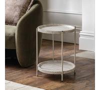 OHS Ribbed Two-Layer Tray Side Table Engineered Wood End Tables in Cream OHS Cream