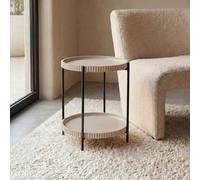 Ohs Ribbed Two-Layer Tray Side Table Engineered Wood End Tables - Natural