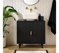 OHS Ribbed Undersink Bathroom Cabinet MDF Storage Organiser in Black OHS Black