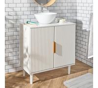 OHS Ribbed Undersink Bathroom Cabinet MDF Storage Organiser in Cream OHS Cream