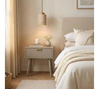 Ohs Ribbed Wood Bedside Table 1 Drawer Cabinet Nightstand Storage Unit - Natural