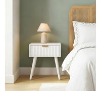 Ohs Ribbed Wood Bedside Table 1 Drawer Cabinet Nightstand Storage Unit - White