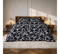 OHS Ribbon Bow Coverless 10.5 Tog Duvet Set Coverless Duvet, Mono - Double | All in One Coverless Duvet No Cover Needed Soft Polyester 10.5 Tog Double Bed Washable