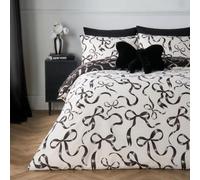 OHS Ribbon Bow Duvet Set King Size Duvet Cover Bedding, Mono | Soft Bedding Duvet Cover with 2 Pillowcases Fits King Bed Machine Washable