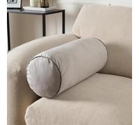 OHS Round Cushion Support Matte Velvet Bolster Cushion, Soft Comfy Neck Roll Pillow for Armrest Head Support Yoga Bolster for Sofa & Bed, Grey/Charcoal-46x20cm