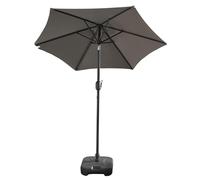 OHS Round Garden Parasol Grey, Outdoor Patio Umbrella Sun Shade Patio Canopy with Hand Crank Tilt Function UV Protective Garden Outdoor Umbrella Sturdy Steel Pole Ideal for Dining Balcony