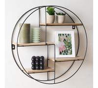 OHS Round Multi Tier Shelf Foldable Home Decor Wall Display Office Storage Organiser in Black OHS Black