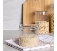 OHS Round Plastic Jar Food Storage Container Small Clear Lid in White OHS White