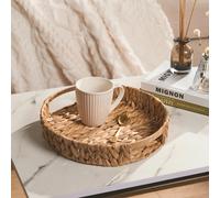 OHS Round Serving Tray Home Accessory Display Seagrass Decorative Organiser Bedroom