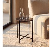 Ohs Round Side Table Coffee End Tables Nightstand With Metal Frame - Coffee