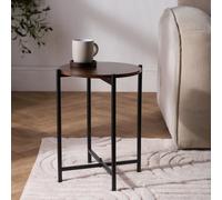 Ohs Round Side Table Coffee End Tables Nightstand With Metal Frame - Dark Wood