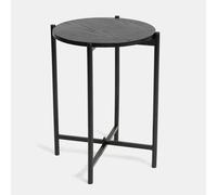 OHS Round Side Table Coffee End Tables Nightstand with Metal Frame in Black OHS Black