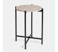 OHS Round Side Table Coffee End Tables Nightstand With Metal Frame, Natural