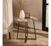 OHS Round Side Table Herringbone Living Room Home Console End Coffee Office Bedroom in Natural OHS Natural