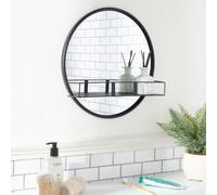 Ohs Round Wall Mounted Bathroom Dressing Mirror With Shelf
