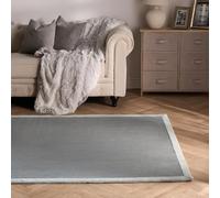 OHS Rugs for Living Room, Soft Fluffy Contrast Border Area Rugs for Bedroom Home Decorative Modern Non Slip Low Pile Small Rug Floor Carpet, Charcoal/Silver - 80 x 150cm