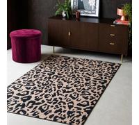 OHS Rugs Living Room 120 x 170 Leopard Print Washable Rug Non Slip, Brown | Medium Size Stylish Rugs for Bedroom Dining Room Home Decorations Modern Soft Durable Low Pile Bedroom Carpet Area Rug