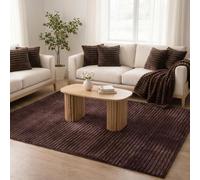 OHS Rugs Living Room 120 x 170 Ribbed Faux Fur Fluffy Rug Medium, Brown