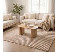 OHS Rugs Living Room 120 x 170 Ribbed Faux Fur Fluffy Rug Medium, Mink