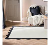 OHS Rugs Living Room 120 x 170, Scallop Edge Rugs for Bedroom Home Lounge Decorations Super Soft Modern Bedroom Rug Non Slip Low Pile Medium Area Rug Floor Carpet, Cream/Black
