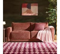 OHS Rugs Living Room 120 x 170 Shaggy Fluffy Rug, Diamond Burgundy/Pink | Medium Anti Slip Rugs for Bedroom Home Decor Soft Thick Pile Bedside Rug for Kids Bedroom Nursery Non Shedding Floor Carpet