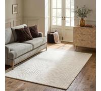 OHS Rugs Living Room 120 x 170 Tufted Contour Circle Fluffy Rug, Cream | Non Slip Rugs for Bedroom Home Decorations Soft Low Pile Hallway Runner Bedside Rug for Kids Room Nursery Non-Shedding Carpet