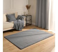 OHS Rugs Living Room, Faux Fur Ribbed Area Rugs for Bedroom Super Soft Anti Slip Modern Runner Rug Low Pile Non Shedding Floor Carpets, Charcoal Grey - 80 x 150cm