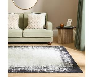 OHS Rugs Living Room Large 160 x 230cm, Abstract Printed Washable Rugs for Bedroom Soft Non Slip Low Pile Vintage Area Rug for Living Room Hallway Floor Carpet, Monochrome