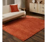 OHS Rugs Living Room Large 160x230 Ribbed Faux Fur Fluffy Rug, Rust
