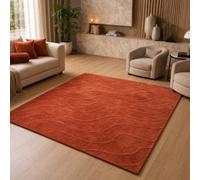 OHS Rugs Living Room Large 160x230 Tufted Contour Fluffy Rug Non Slip, Rust | Area Rugs for Bedroom Lounge Home Decorations Super Soft Low Pile Carpet Bedside Rug for Kids Bedroom Nursery Non Shedding