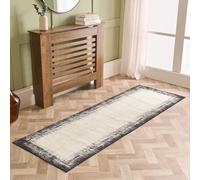 OHS Runner Rugs for Hallway Non-Slip, Abstract Printed Rugs Living Room Lounge Office Bedroom Washable Rug Kitchen Runner Low Pile Vintage Long Hallway Runner Bedroom Carpet, Monochrome - 66 x 200cm