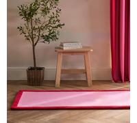 OHS Runner Rugs for Hallway Non-Slip Long Contrast Border Rugs Living Room Soft Fluffy Modern Kitchen Floor Mat Hallway Runner Rug Low Pile Area Rug, Pink/Red - 66 x 200cm