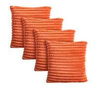 OHS Rust Cushion Covers 4 Pack, Faux Fur Thick Ribbed Decorative Square Throw Pillow Cover with Invisible Zipper Home Decoration Soft Cushion Covers 45 x 45 for Living Room Bedroom