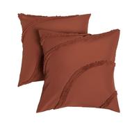 OHS Rust Cushion Covers 45 x 45 Set of 2 Tufted Contour, Super Soft Comfy Decorative Square Throw Pillow Cover with Invisible Zipper Sofa Cushion Covers Home Decor for Bedroom Living Room