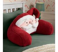 OHS Santa Cuddle Cushion, Reading Pillow for Kids Soft Cosy Teddy Fleece Snuggle Cushion Backrest Pillow with Arms Gaming Cushions for Boys Girls, Red - 45 x 40 x 30cm