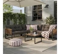 Ohs Santorini 5 Seater Corner Sofa Table Set Garden Patio Furniture - Chocolate