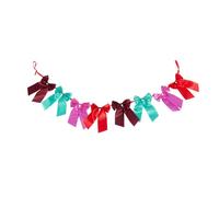 OHS Satin Bow Christmas Garland Party Birthday Decorations Garland, Multi | 1.8m Christmas Garland for Fireplace Mantle Doorways Shelves Home Wedding Decoration Easy Hanging Loops Xmas Garland