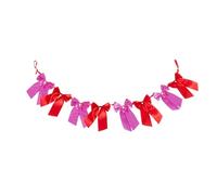 OHS Satin Bow Christmas Garland Party Birthday Decorations, Red/Hot Pink | 1.8m Christmas Garland for Fireplace Mantle Doorways Shelves Home Wedding Decoration Easy Hanging Loops Xmas Garland