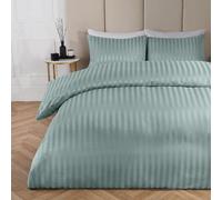 Dreamscene Satin Stripe Beautiful Soft Fresh Comfortable Simple Eyecatching Duvet Cover Bedding Set, Duck Egg Blue - King