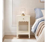 Ohs Scallop Bedside Table 1 Drawer Cabinet Nightstand Storage Unit - Cream