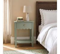 Ohs Scallop Bedside Table 1 Drawer Cabinet Nightstand Storage Unit - Sage Green