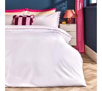 OHS Scallop Edge Bedding Set Microfibre Duvet Cover with Pillowcase in Bright Pink | Size: Double OHS Bright Pink Double