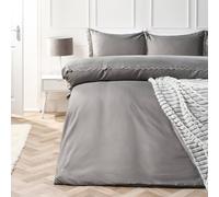 OHS Scallop Edge Bedding Set Microfibre Duvet Cover with Pillowcase in Silver | Size: Double OHS Silver Double