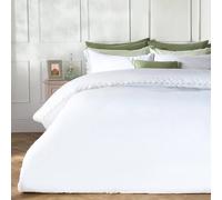 OHS Scallop Edge Bedding Set Microfibre Duvet Cover with Pillowcase in White | Size: Double OHS White Double