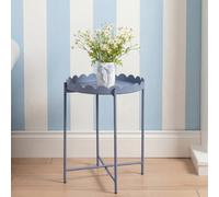 Ohs Scallop Edge Coffee Table Decorative Side Table With Metal Frame - Blue