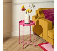 Ohs Scallop Edge Coffee Table Decorative Side Table With Metal Frame - Bright Pink