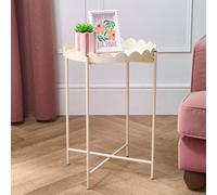 OHS Scallop Edge Coffee Table Decorative Side Table with Metal Frame in Cream OHS Cream