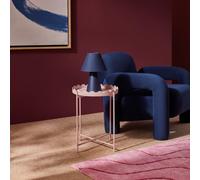 Ohs Scallop Edge Coffee Table Decorative Side Table With Metal Frame - Light Pink