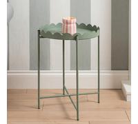 Ohs Scallop Edge Coffee Table Decorative Side Table With Metal Frame - Sage